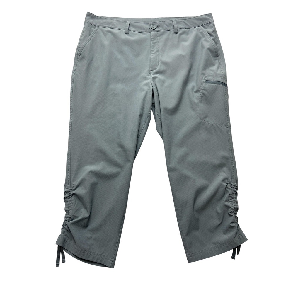 Eddie Bauer Stretch Ripstop Crop Pants Womens 16 Gray Ruched Travel 1767954